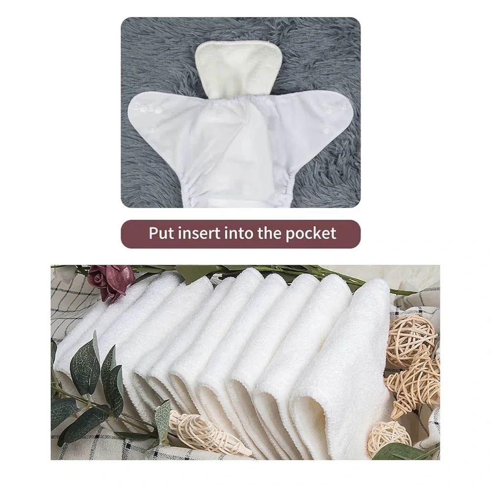 ALVABABY 12pcs Microfiber Inserts,Cloth Diaper Liner,3-Layer Absorbent,Reusable